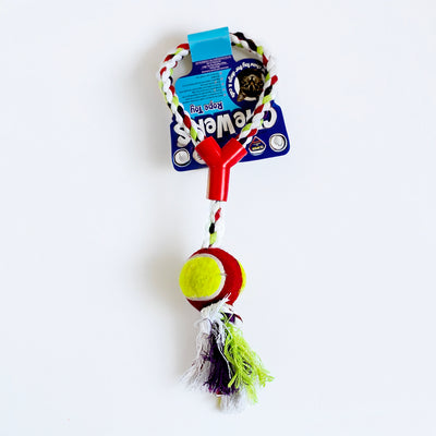 Rope Dog Tug Toy, Loop with Tennis Ball