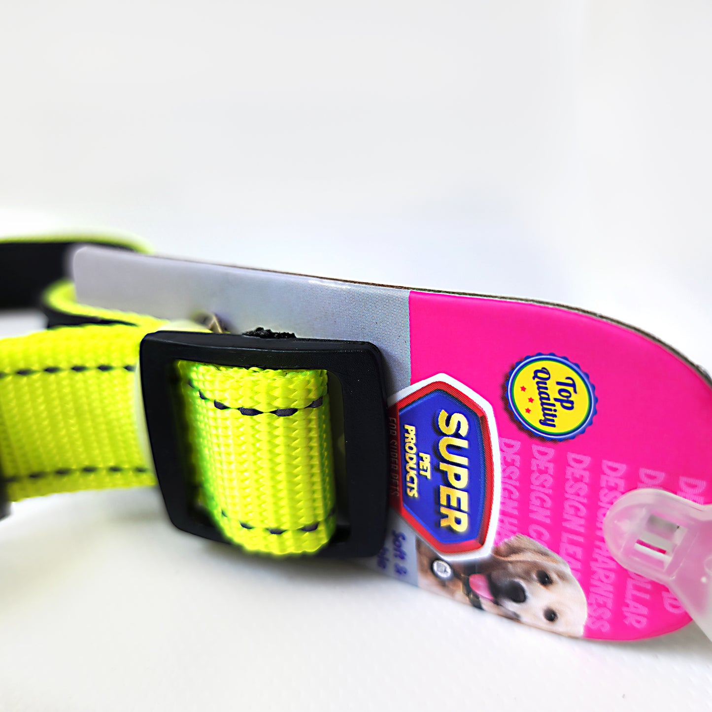 Premium Reflective Padded Dog Collar - Large - Neon