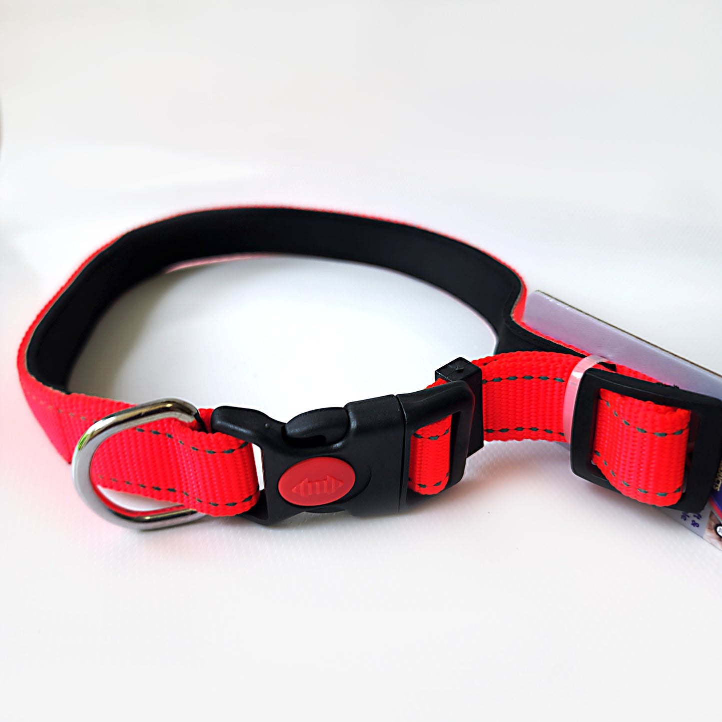 Premium Reflective Padded Dog Collar - Large - Red