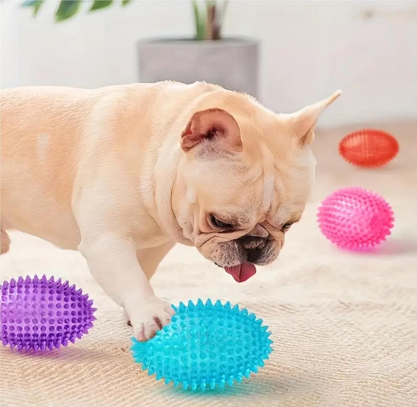 LED Light Spiked Rugby Squeaky Interactive Toy
