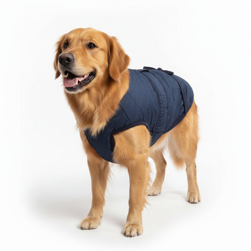 SUPER PET Warm Dog Jacket - BLUE MICRO DENIM