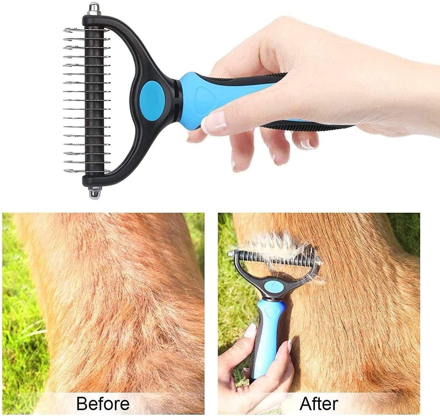 Professional Dematting Brush Tool for Cats and Dogs - Removes Mats and Tangles