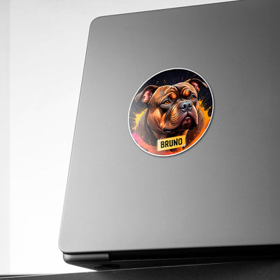Personalized Breed Graphic Sticker - American Bully - Brown