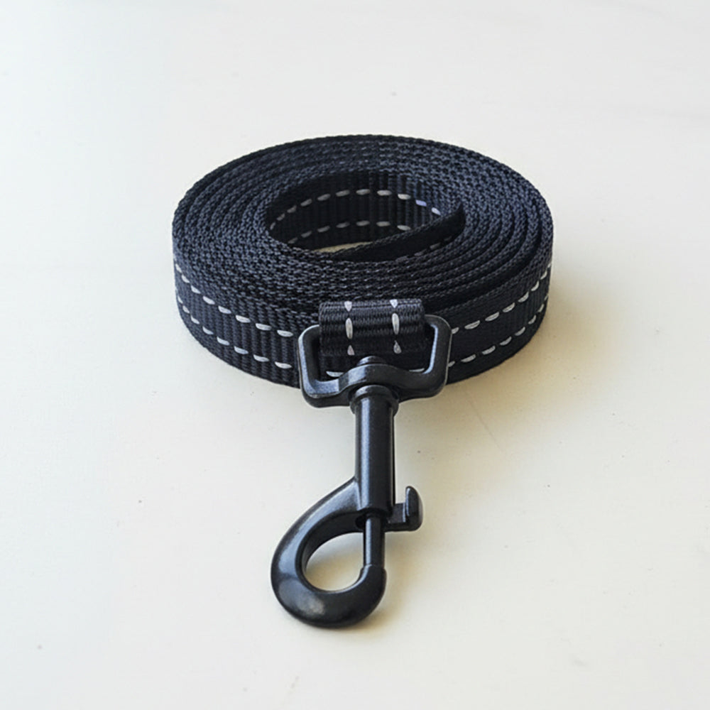 BLACK Reflective Nylon Puppy Leash