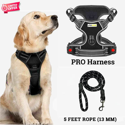 PRO Harness - Black - Reflective | No-Choke | Adjustable