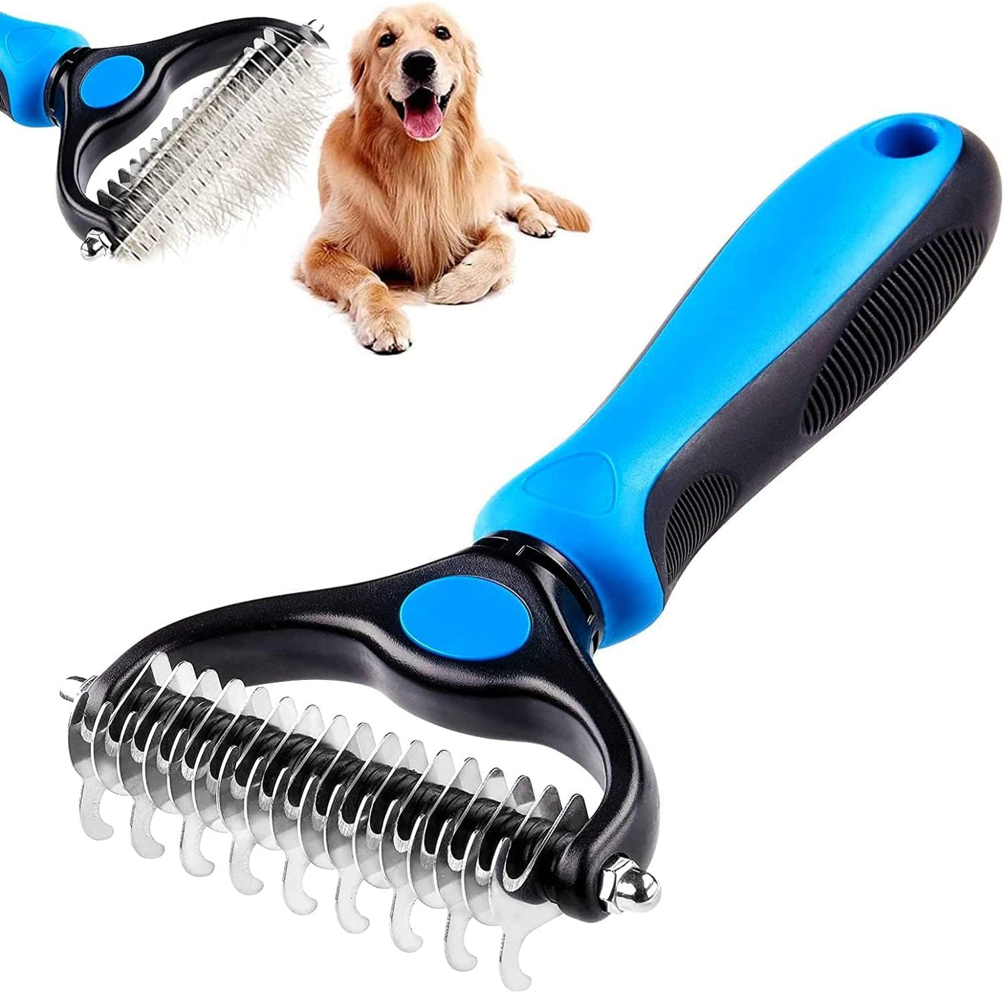 Professional Dematting Brush Tool for Cats and Dogs - Removes Mats and Tangles