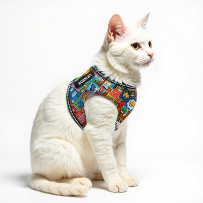 Personalized Cat Harness 2.0 - Comic Cubes