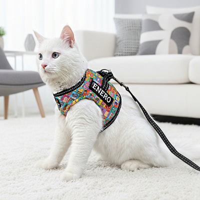 Personalized Cat Harness 2.0 - Comic Cubes