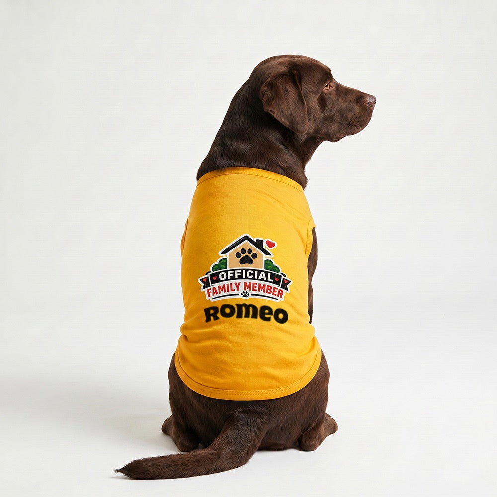 Personalized Pet Vest/Sando/T-Shirt - YELLOW