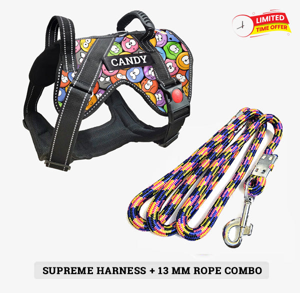 Personalized Supreme Harness - GROOVY EMOJI