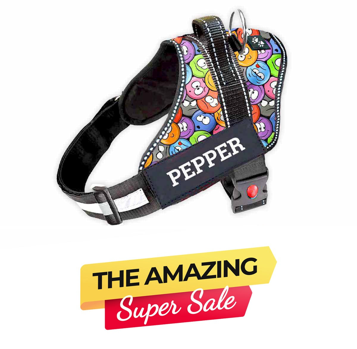 Personalized Dog Harness - GROOVY EMOJIS