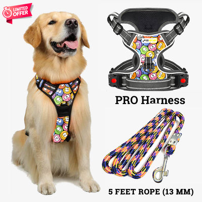 PRO Harness - Groovy Emojis - Reflective | No-Choke | Adjustable