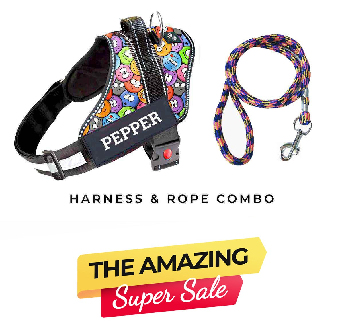 Personalized Dog Harness - GROOVY EMOJIS