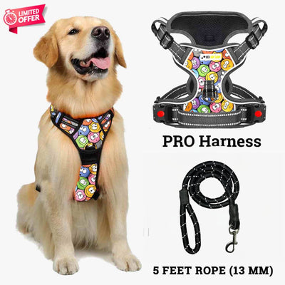 PRO Harness - Groovy Emojis - Reflective | No-Choke | Adjustable
