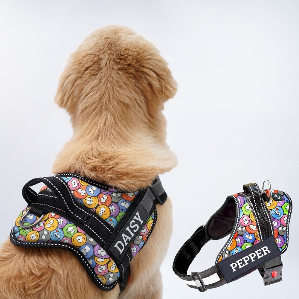 Personalized Dog Harness - GROOVY EMOJIS