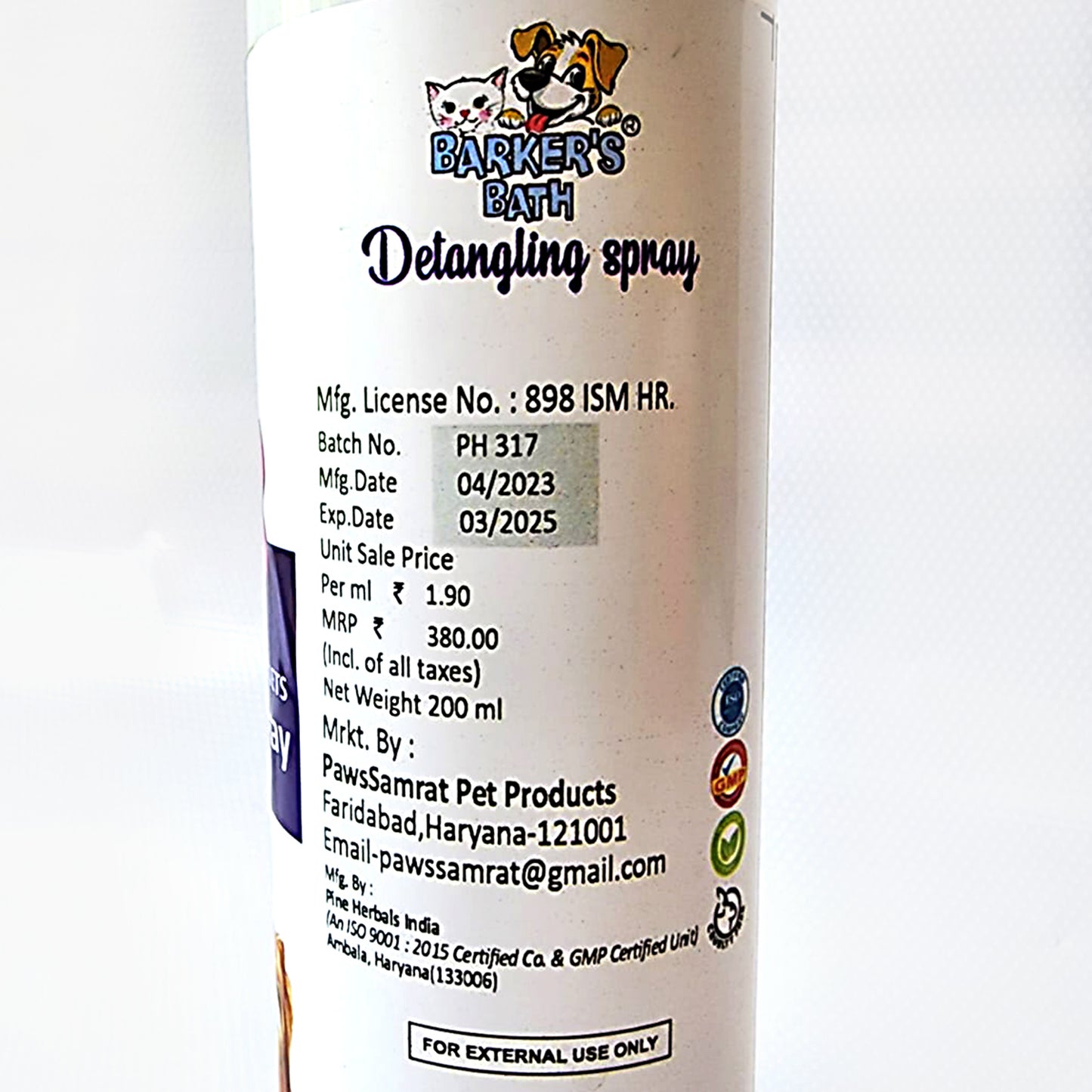 Barker's Bath Dog Hair Detangling Spray - 250ml