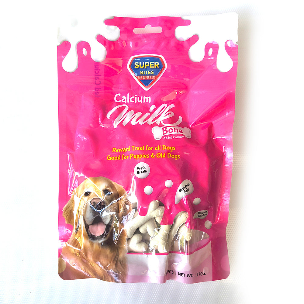 Super Bite Dog Treats - Calcium Milk Bone - 60 Pcs, 270 Grams