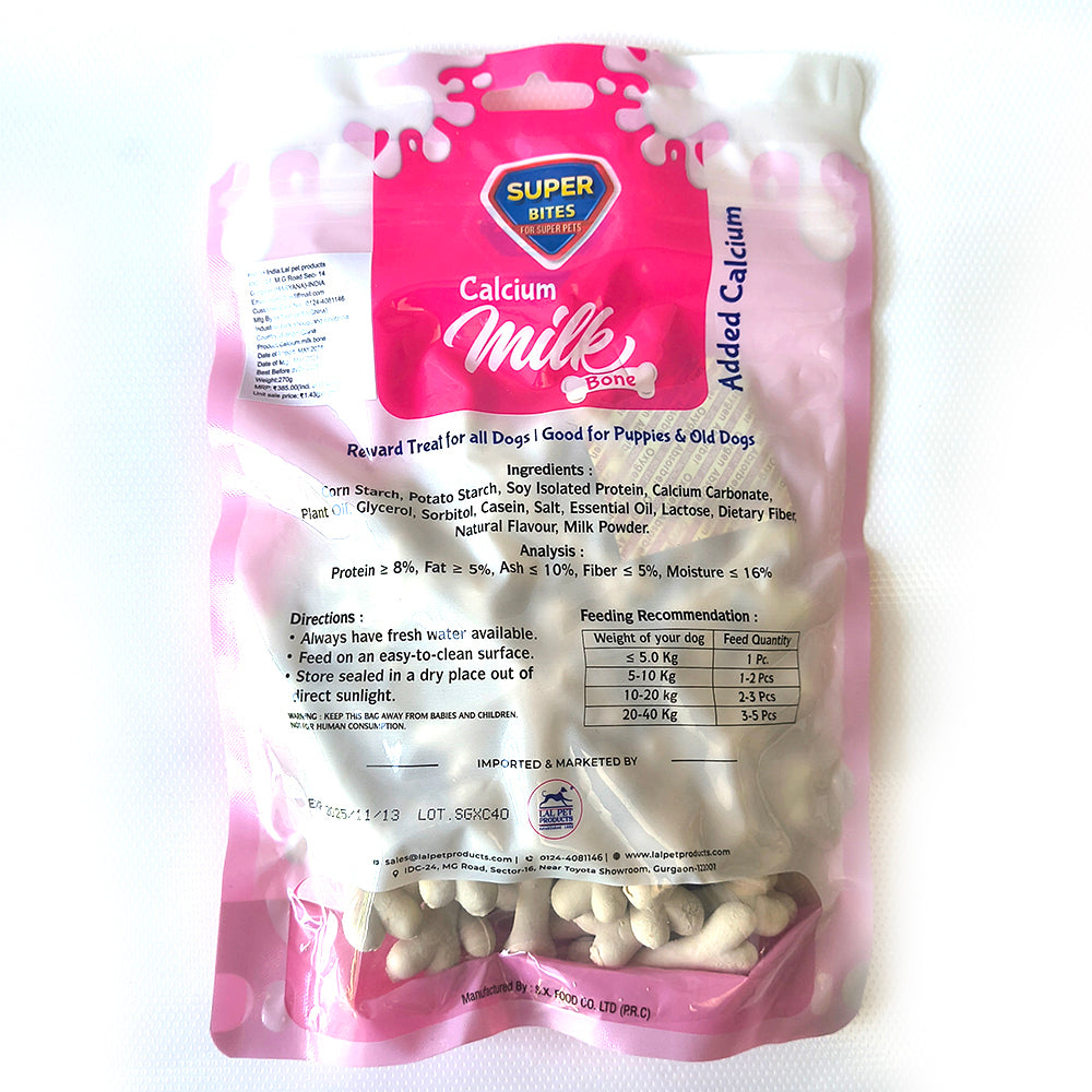 Super Bite Dog Treats - Calcium Milk Bone - 60 Pcs, 270 Grams