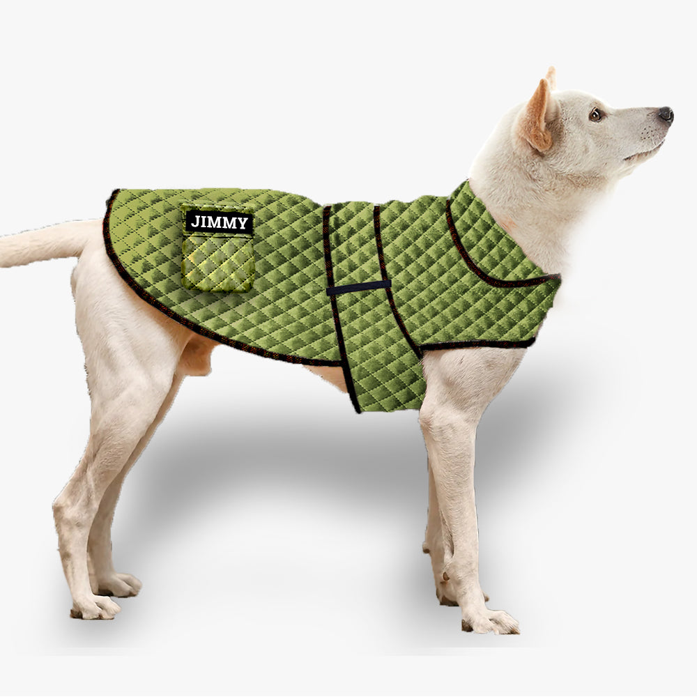 IndiHopShop Quilted Jacket with Personalized Name Tag - GROOVY GREEN