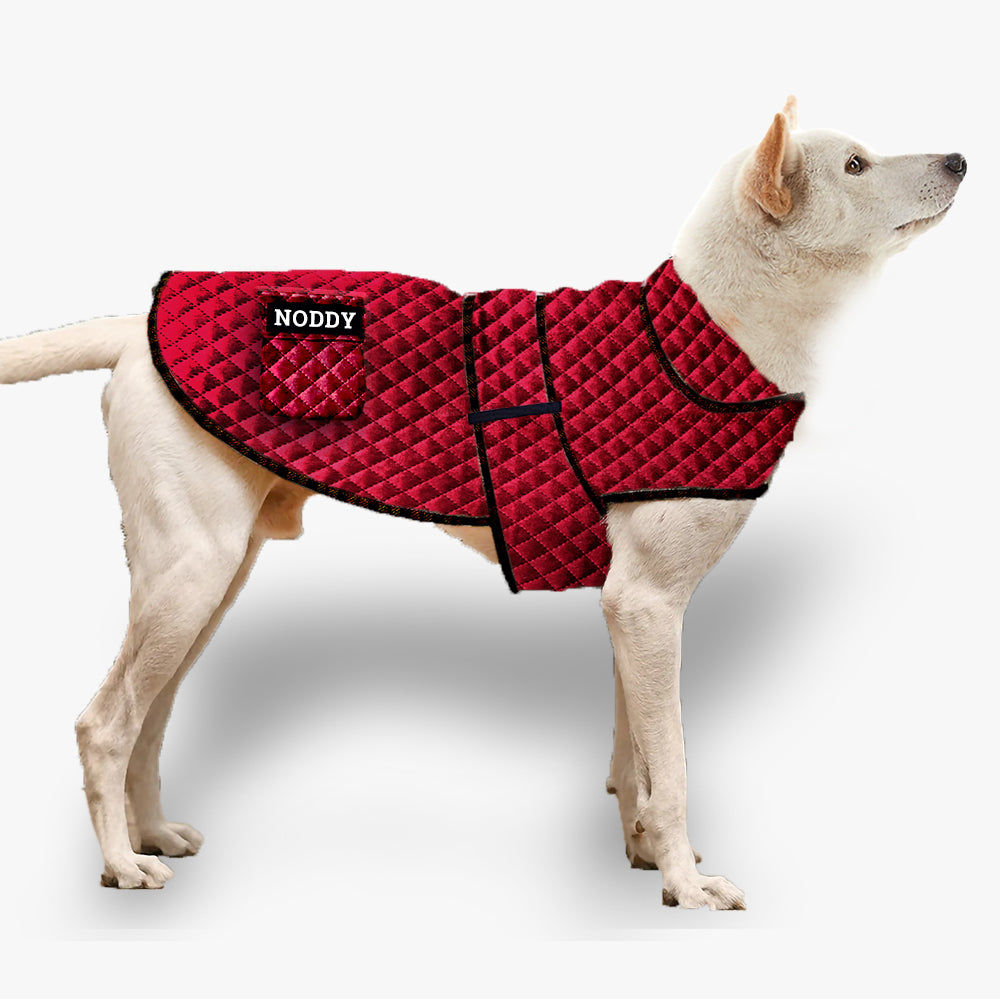 IndiHopShop Quilted Jacket with Personalized Name Tag - RED VELVET