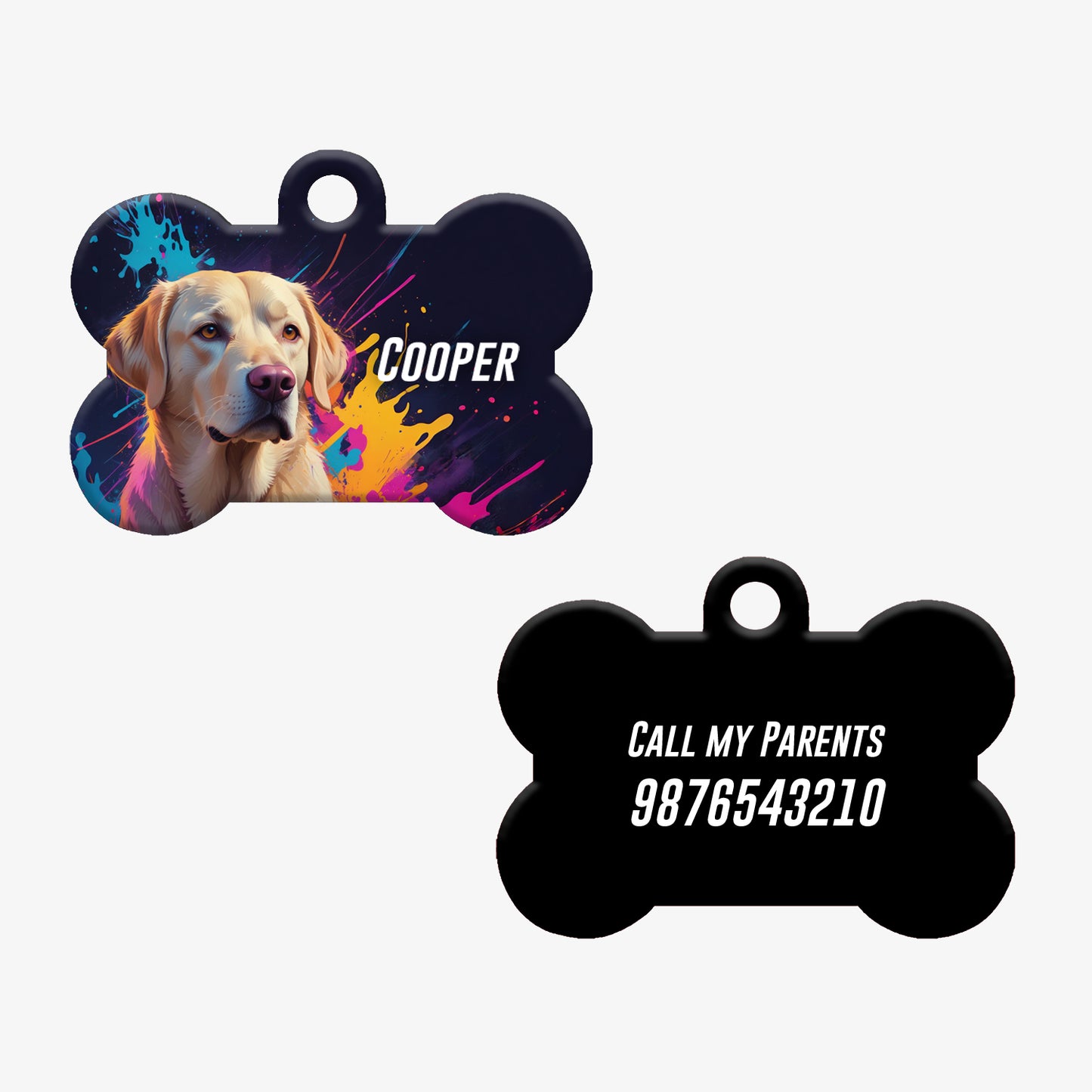 Personalized Pet ID Tag - Labrador Golden/Off White