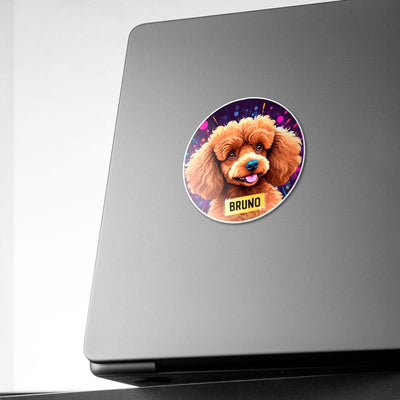 Personalized Breed Graphic Sticker - Poodle - Brown