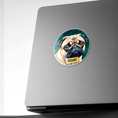 Personalized Breed Graphic Sticker - Pug - Black