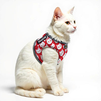 Personalized Cat Harness 2.0 - Red Meow