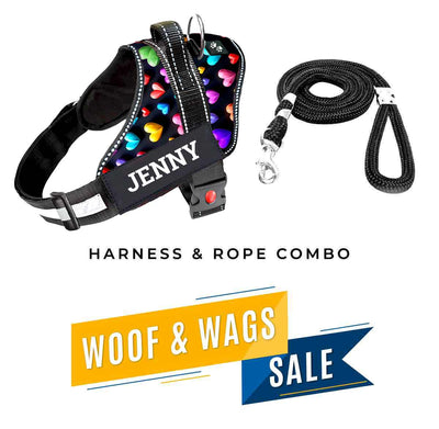 Personalized Dog Harness - SUPER HEARTS 3D - Bundle