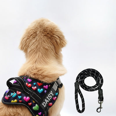 Personalized Dog Harness - SUPER HEARTS 3D