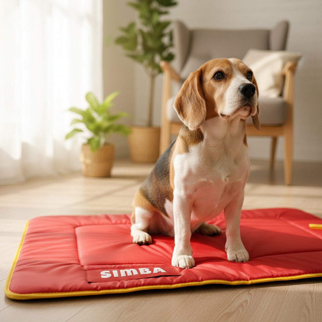 Personalized Comfy Dog Mat - RED
