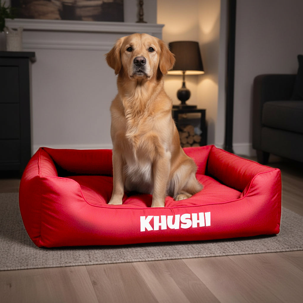 Personalized Comfy Dog Bed - RED