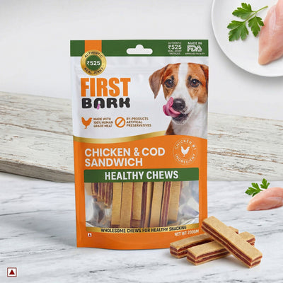 First Bark Chicken & CoD Sandwich for Dogs - 200 GMs