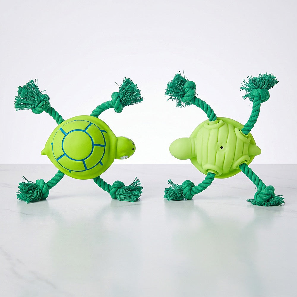 Squeaky Turtle Rope Dog Toy