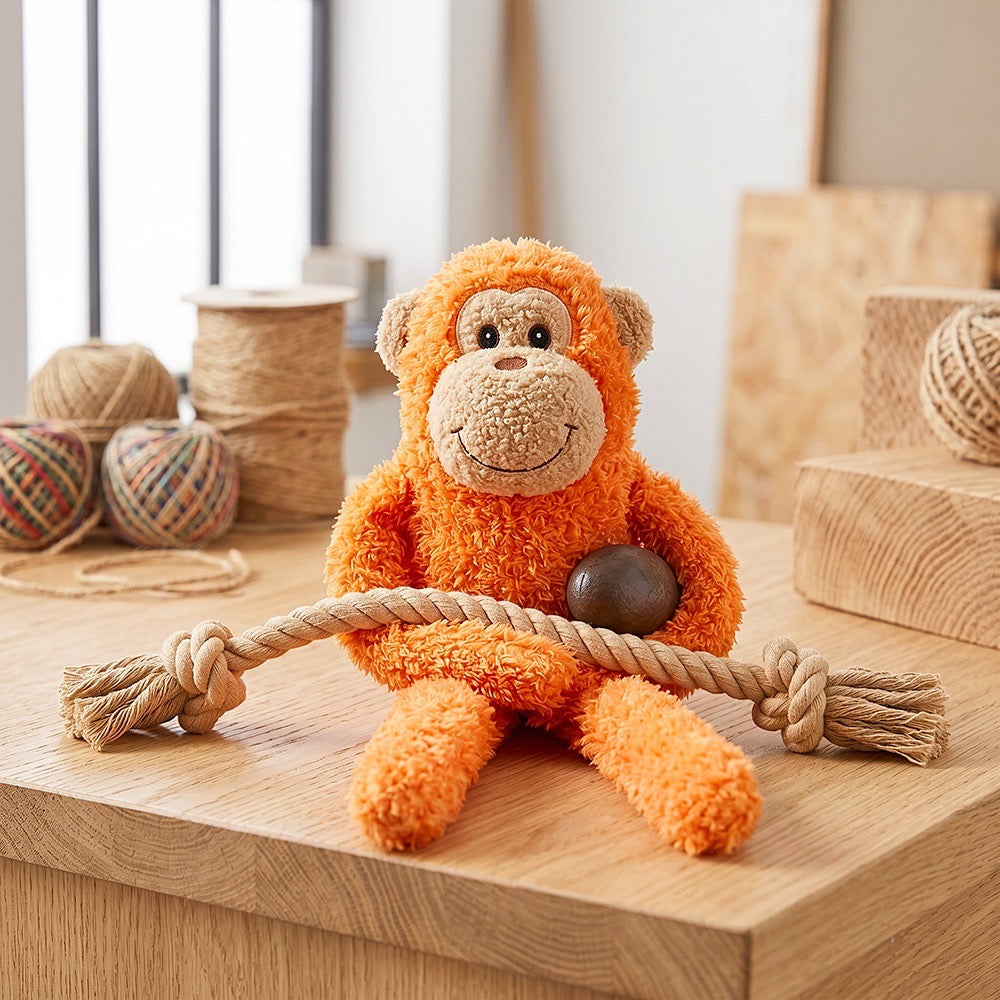 Mickey Monkey Squeaky Plush Dog Toy