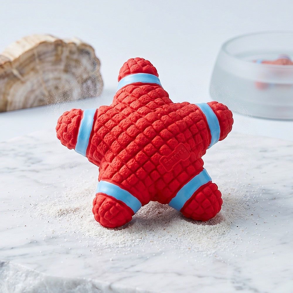 Rubber Starfish Squeaker Dog Toy – Durable Chew & Fetch Toy