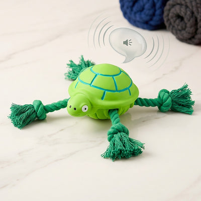 Squeaky Turtle Rope Dog Toy