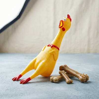 IndiHopShop Dog Rubber Screaming Chicken Squeaker Chew Toy