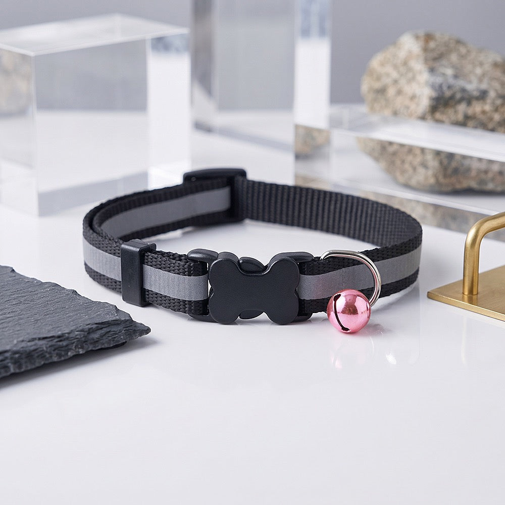 BLACK Reflective Puppy Collar – 15mm