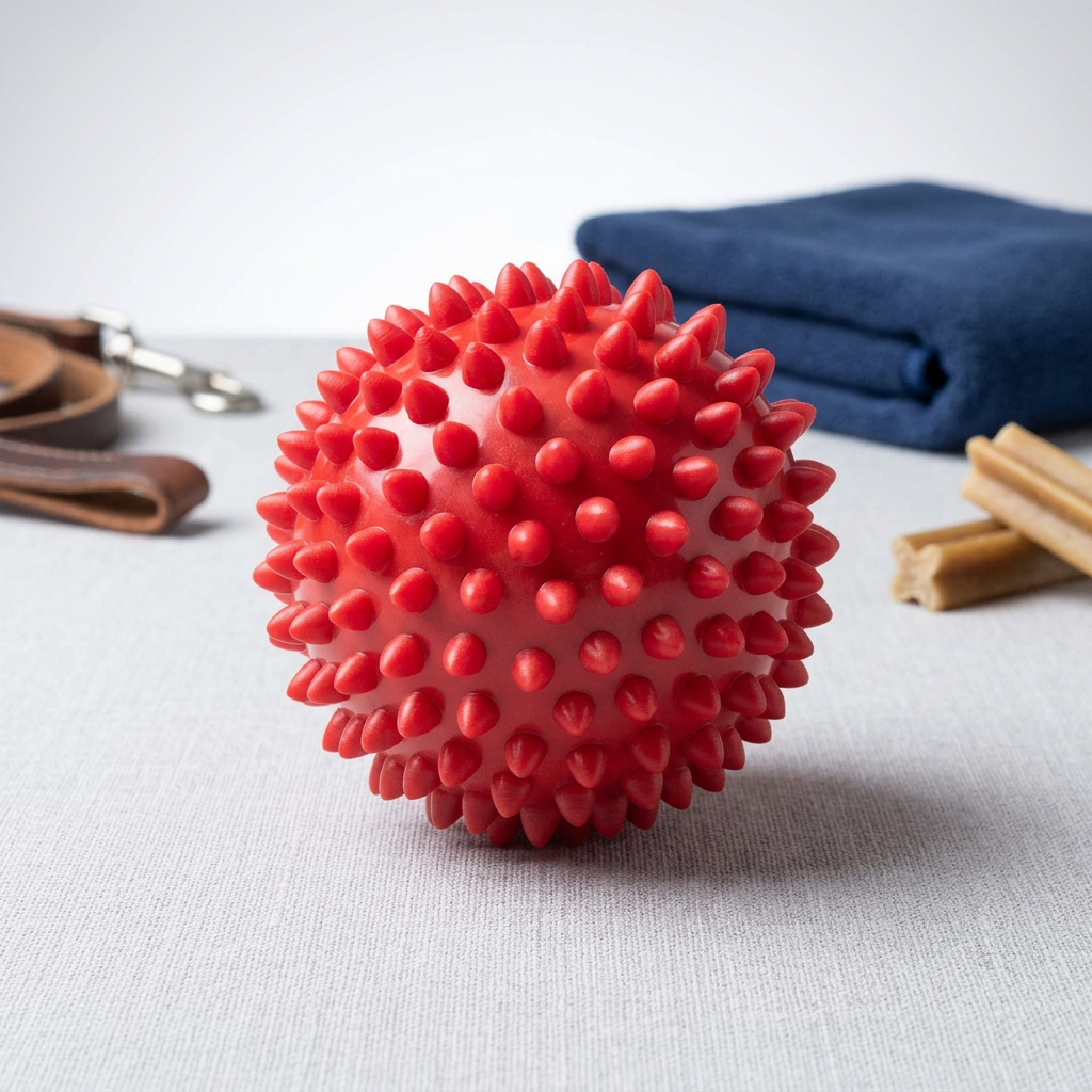 Natural Rubber Spiked Ball Dog Chew Toy, Puppy Teething Toy