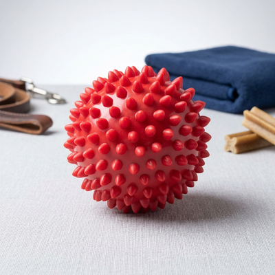 Natural Rubber Spiked Ball Dog Chew Toy, Puppy Teething Toy