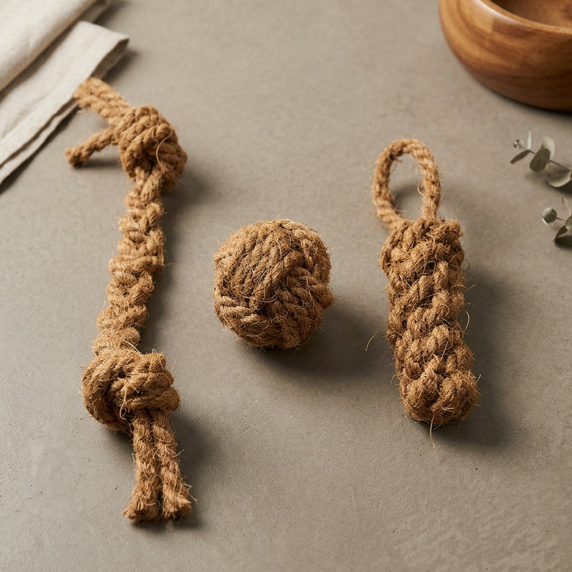 100% Coconut Coir Dog Rope Toy Set (Pack of 3)