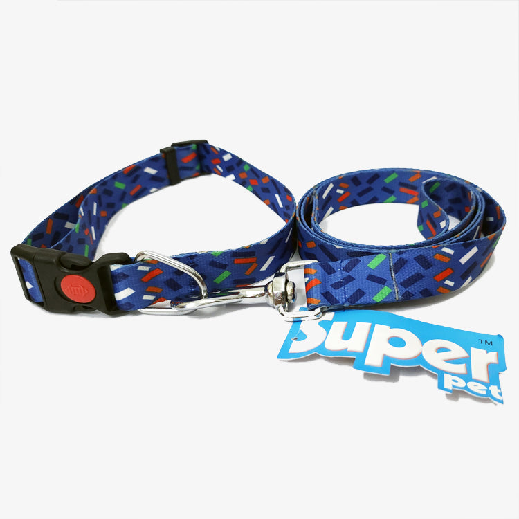 BLUE LAGOON Graphic Dog Collar and Leash Combo