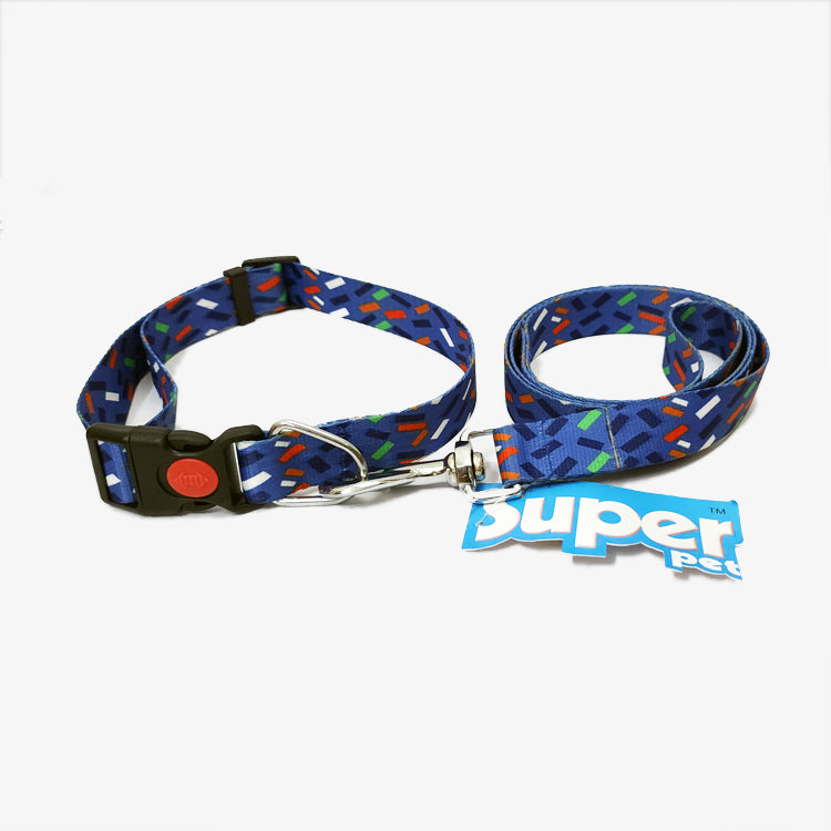 BLUE LAGOON Graphic Dog Collar and Leash Combo
