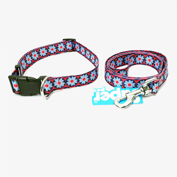 FAIRY FLOWER Graphic Dog Collar and Leash Combo