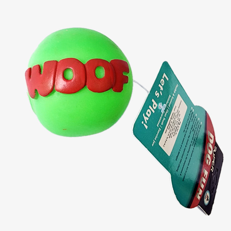 Dog Chew Squeaker WOOF Toy Chew Sound Ball