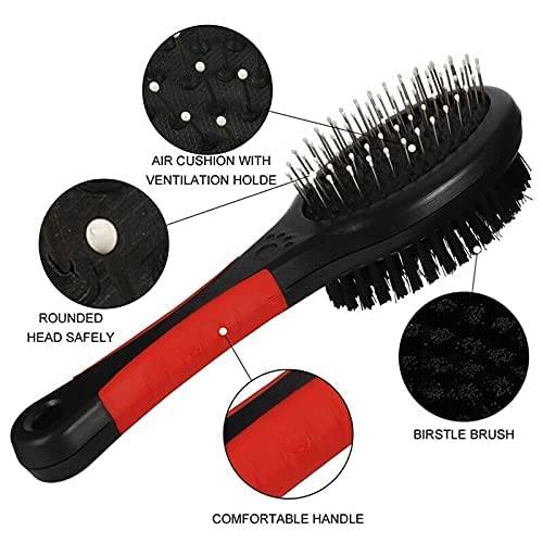 IndiHopShop Double Sided Comb for Dogs and Cats Bristle & Pin Brush