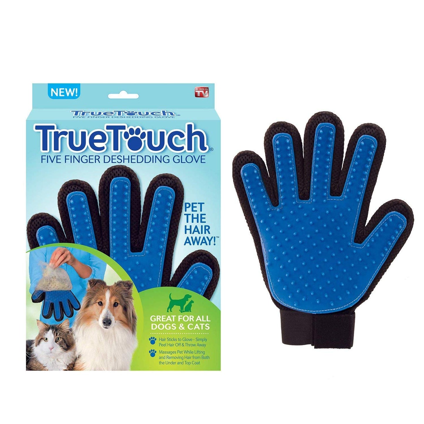 True Touch for Animal Massage Cleaning Shedding Bath Glove and Removal Dog and cat Grooming