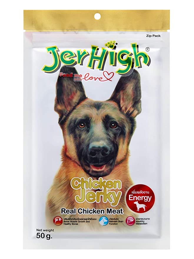 Jerhigh Dog Treats, Chicken Jerky, 50 g
