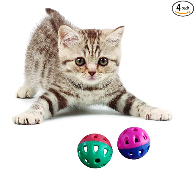 IndiHopShop Colorful Ball Toys with Small Bell for Cat and Kittens (Pack of 2)
